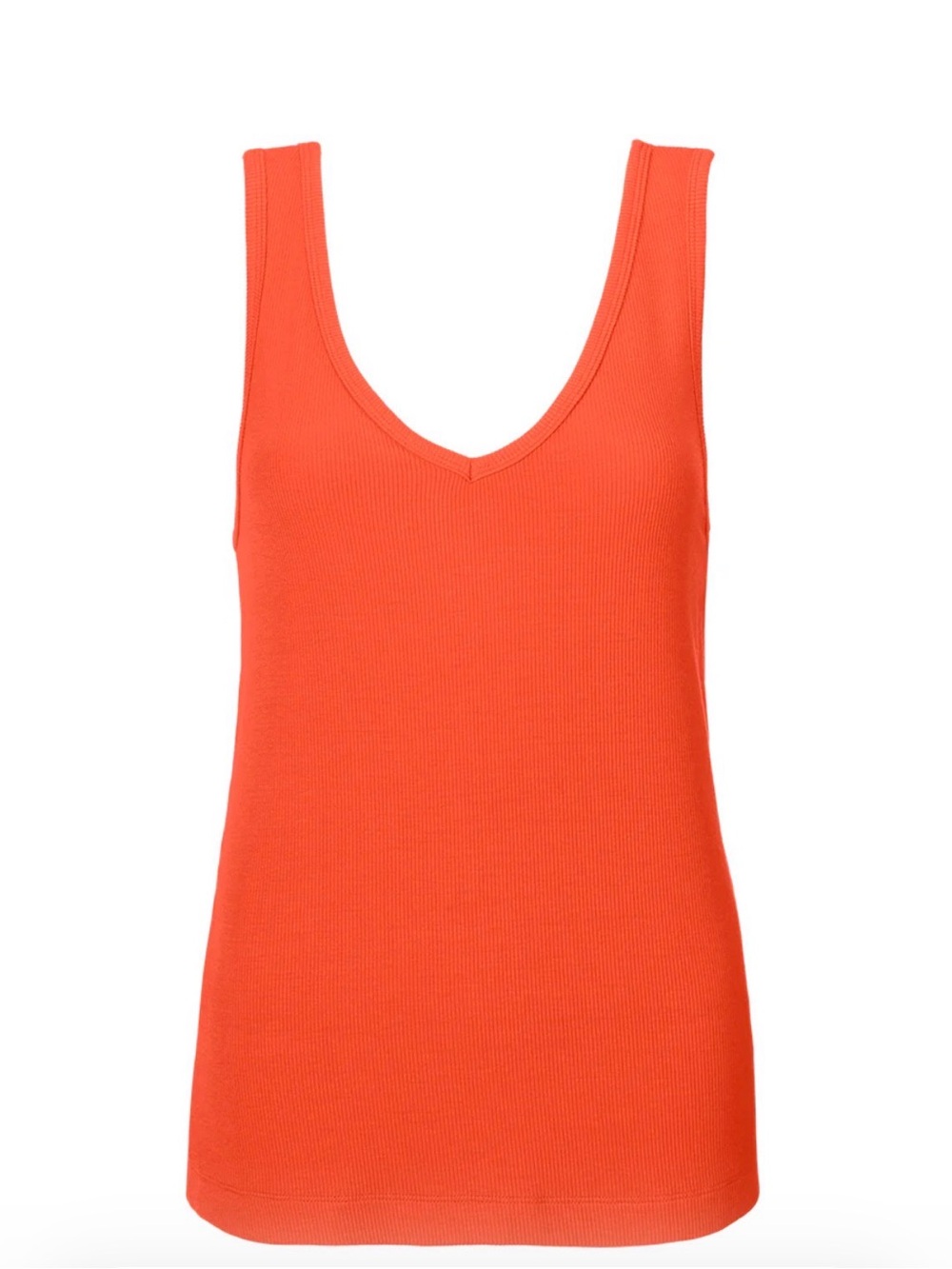 CAbi Bright Coral Ribbed V-Neck Tank